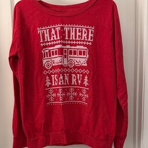National Lampoons Christmas Vacation Red Holiday Sweatshirt with RV Design